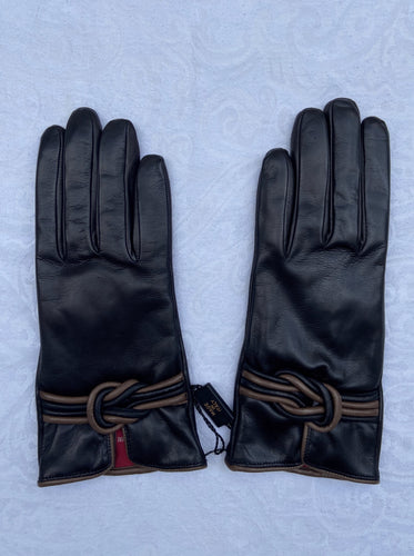 Real Leather Black Gloves with Cashmere Lining