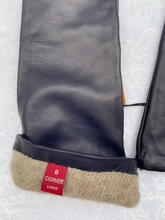 Load image into Gallery viewer, Real Leather Dark Blue Long Gloves with Cashmere Lining