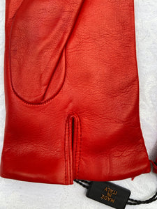Real Leather Red Gloves with Cashmere Lining