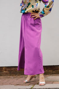 TINA SILK CREPE WIDE-LEG PANTS
