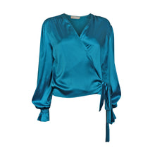 Load image into Gallery viewer, CAMELIA SILK TOP IN  PEACOCK BLUE