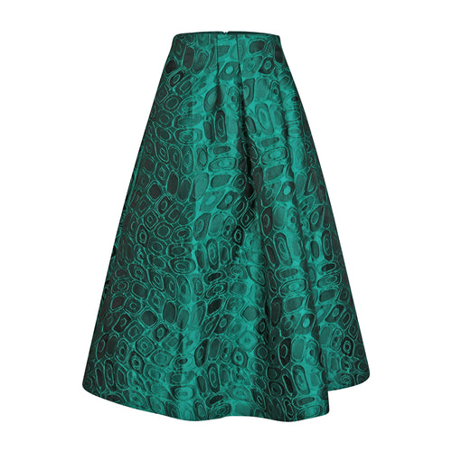 ANNA MIDI SILK TAFFETA SKIRT-GREEN