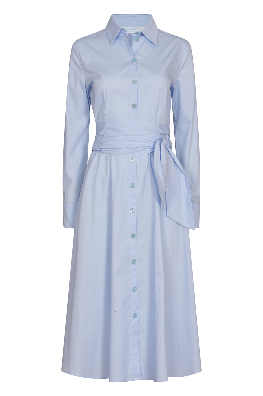 MIDI CHEMISIER DRESS IN COTTON POPLIN-BABY BLUE