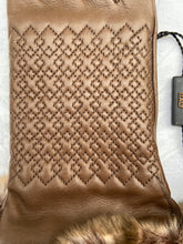 Load image into Gallery viewer, Real Leather Brown Gloves with Cashmere Lining and Rabbit Cuffs