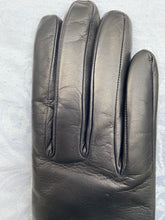 Load image into Gallery viewer, Real Leather Black Gloves with Cashmere Lining and Rabbit Cuffs