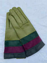 Load image into Gallery viewer, Real Leather Green Gloves with Cashmere Lining