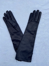 Load image into Gallery viewer, Real Leather Dark Blue Long Gloves with Cashmere Lining