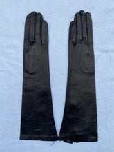 Load image into Gallery viewer, Real Leather Black Long Gloves with Silk Lining