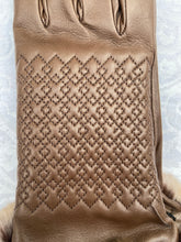 Load image into Gallery viewer, Real Leather Brown Gloves with Cashmere Lining and Rabbit Cuffs