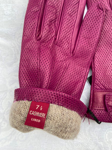 Real Leather Raspberry Gloves with Cashmere Lining