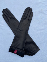 Load image into Gallery viewer, Real Leather Black Long Gloves with Silk Lining