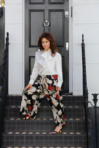 LUCY SILK CREPE WIDE- LEG PANTS