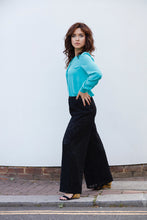 Load image into Gallery viewer, OLIVIA SILK CREPE BLOUSE IN TURQUOISE