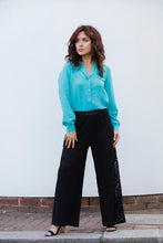 Load image into Gallery viewer, OLIVIA SILK CREPE BLOUSE IN TURQUOISE