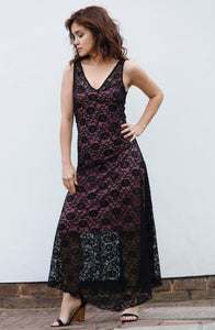EVITA MAXI DRESS IN LACE-PINK