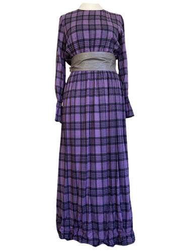LOLA LONG DRESS IN PURPE TARTAN