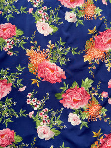 STELLA MAXI SKIRT IN BLUE WITH BIG FLOWERS