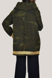 SARA COAT IN BOILED WOOL CAMOUFLAGE