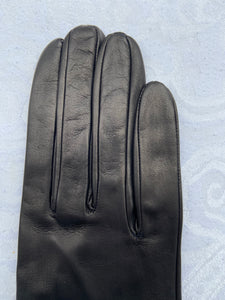 Real Leather Black Long Gloves with Silk Lining