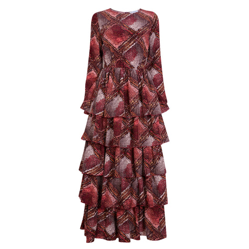 PAOLA LONG DRESS WITH FRILLS