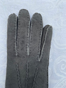 Real Leather Long Grey Gloves in Sueded Lambskins