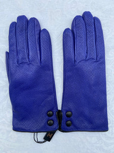 Real Leather Blue Avion Gloves with Cashmere Lining