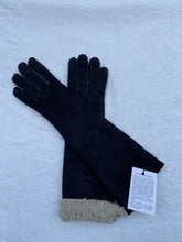 Load image into Gallery viewer, Real Leather Long Black Gloves in Sueded Lambskins