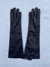 Load image into Gallery viewer, Real Leather Dark Blue Long Gloves with Cashmere Lining