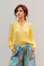 Load image into Gallery viewer, OLIVIA SILK CREPE BLOUSE IN YELLOW