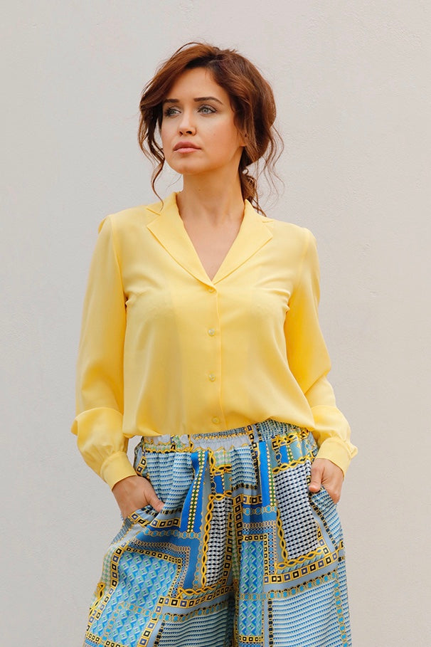 OLIVIA SILK CREPE BLOUSE IN YELLOW