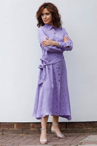 MIDI CHEMISIER DRESS IN SILK -LAVANDER