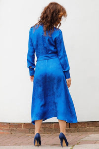 MIDI CHEMISIER DRESS IN SILK -BLUE ROYAL