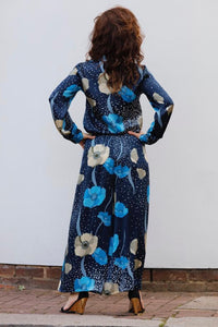 ALINA SILK SATIN WIDE LEG PANTS BLUE