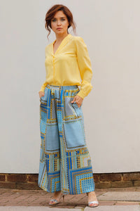 LUANA SILK SATIN WIDE-LEG PANTS