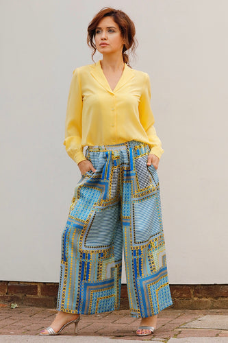 LUANA SILK SATIN WIDE-LEG PANTS