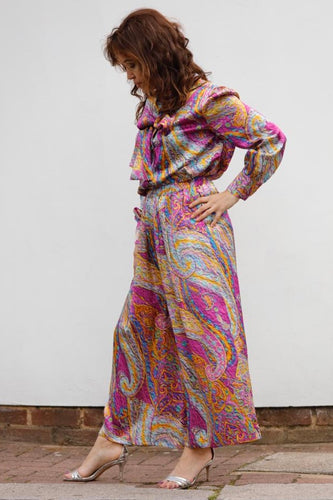 SILVIA SILK SATIN WIDE-LEG PANTS