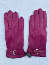 Load image into Gallery viewer, Real Leather Raspberry Gloves with Cashmere Lining
