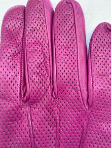 Real Leather Raspberry Gloves with Cashmere Lining