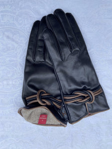Real Leather Black Gloves with Cashmere Lining