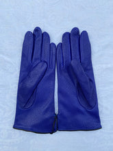 Load image into Gallery viewer, Real Leather Blue Avion Gloves with Cashmere Lining