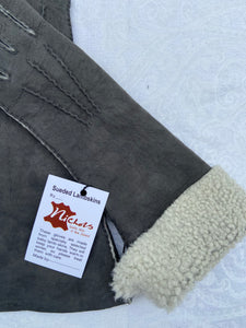 Real Leather Long Grey Gloves in Sueded Lambskins