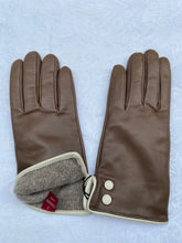 Load image into Gallery viewer, Real Leather Brown Gloves with Cashmere Lining