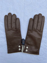 Load image into Gallery viewer, Real Leather Brown Gloves with Cashmere Lining
