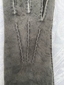 Real Leather Long Grey Gloves in Sueded Lambskins