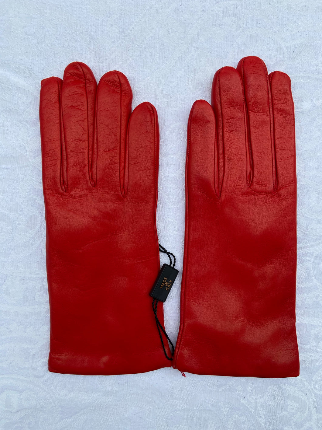 Real Leather Red Gloves with Cashmere Lining